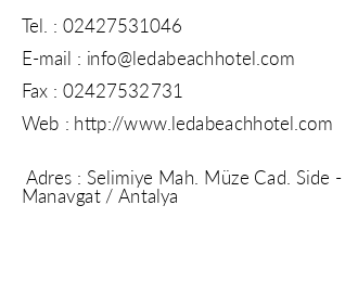 Leda Beach Hotel iletiim bilgileri